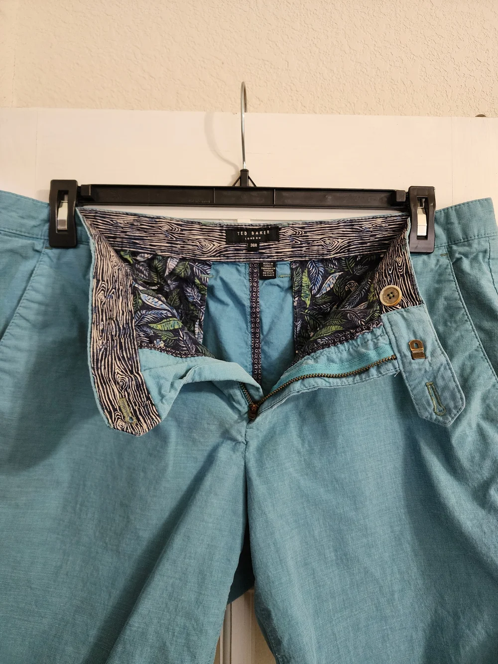 Ted Baker London Men's 36R Aqua Blue Cotton Chino Shorts